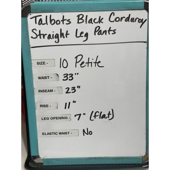 Talbots Black Corduroy Straight Leg Pants Women's Size 10P - Picture 8 of 8